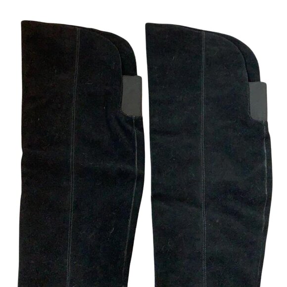 H by Halston Black Suede Over the knee boots Stiletto Platform Size 7.5 - Picture 3 of 5